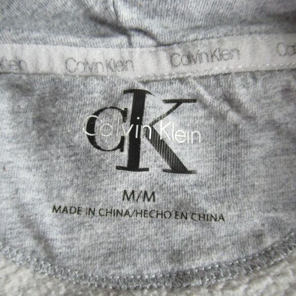 Calvin Klein Sweatshirt Womens Size M Gray Leopard Print Fleece Mock Neck Logo - Picture 2 of 10